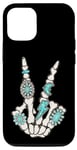 Coque pour iPhone 12/12 Pro Squelette Turquoise Main Western Rodéo Cowboy Cowgirl