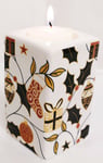 Christmas Eve & Gold Candle Holder Bone China Rectangular Xmas Time Tea Light