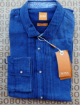 New Hugo BOSS mens blue knit cotton slim casual smart jeans suit shirt MEDIUM