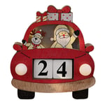 2021 Christmas Advent Calendar, 3D Wooden Advent Calendar with LED Light, Reusable Santa Car Pattern Calendar Ornaments for Holiday, Kids