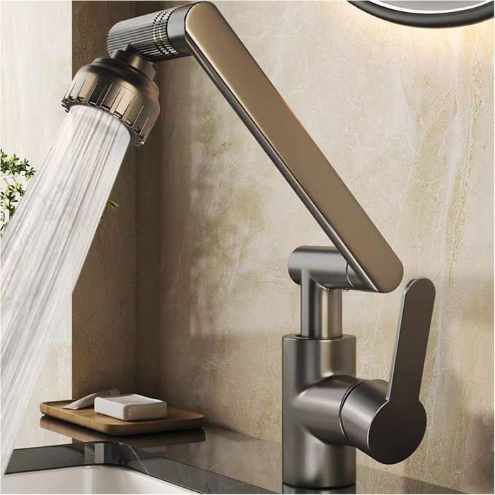 G4002-2, Mitigeur Évier Avec Bec Flexible, Robinet De Cuisine Cuisine Mitigeur Flexible Rotative A 360 Chrome Noir 89565701