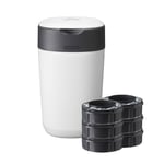 Tommee Tippee Twist & Click Advanced Blöjspåse, inkl. 6 kassetter med hållbar, antibakteriell film Green i vitt