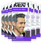 6x Just for Men Touch of Grey T45 Dark Brown Easy Comb in Haircolour Dye