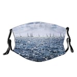 Hicyyu Comfortable Windproof Face cover,Group of Sailing Boats in The Sea Competition Game Racing Sports Mediterranean Landscape,Printed Facial Decorations for Everyone