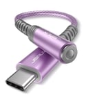 USB C to 3.5mm Headphone Jack Adapter, JSAUX Type C to 3.5mm Aux Compatible for Samsung Galaxy S22 S21 S20 Ultra Note 20, Huawei P30 P20 Mate 10 Mate 20 Pro, Pixel 4 3 2 XL, Xiaomi 9 8 etc-purple