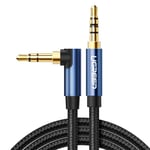 Ugreen Angled AUX Ljudkabel 2 x minijack 3.5 mm 1.5 m - Blå