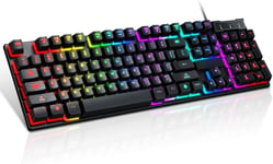 Gaming Keyboard, USB Wired Gaming Keyboard 104 Key Mechanical Feeling Gamer Keyboard for Computer Laptop