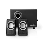 Nedis PC Speakers with Subwoofer for Computer, Gaming and Laptop, PC Speakers 2.1 33 W, Wired with USB and 3.5 mm Jack, Black