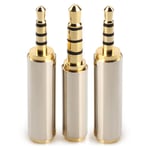 3.5mm Male to 2.5mm Female and 2PCS 2.5mm Male to 3.5mm Female Audio Headphone Adapter Headset Converter 3 Ring Gold Plated Jack Plug Stereo -3PCS