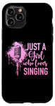 Coque pour iPhone 11 Pro Singer Microphone vintage Motif fleurs chantantes Opéra