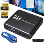 Carte de capture vidéo HD portable,convertisseur audio durable,boîtier statique en direct,compatible HDMI vers USB 3.0,4K,1080P
