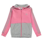 adidas Fleece Tracksuit Jacket Junior Girls - Grey/Pink / Age 13 Years (XL)