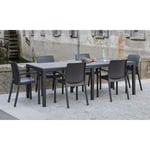 Table d'extérieur Roma, Table à manger rectangulaire extensible, Table de jardin extensible effet rotin, 100% Made in Italy, Cm 150x90h72, Anthracite