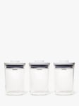 OXO POP Round Kitchen Storage Jars, Set of 3, 500ml, Clear/White