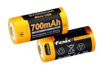 FENIX 16340 LI-ION UPPLADDNINGSBART BATTERI 700 mAh MED MICRO USB