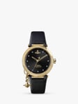 Vivienne Westwood VV246BKBK Women's Poplar Crystal Leather Strap Watch, Black