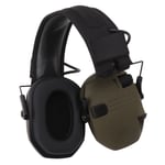 Noise Reduction Electronic Earphones ABS Adjustable Headband Ear Muffs Green