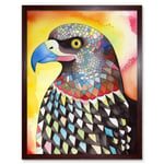 Bald Eagle Bird Folk Art Watercolour Painting Art Print Framed Poster Wall Decor 12x16 inch