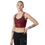 NEW BALANCE WOMEN'S CROP TOP ACHIEVER SPORTS BRA BURGUNDY GYM WORKOUT YOGA NEW