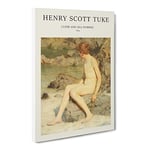 Cupid And Sea Nymphs By Henry Scott Tuke Exhibition Museum Painting Canvas Wall Art Print Ready to Hang, Framed Picture for Living Room Bedroom Home Office Décor, 24x16 Inch (60x40 cm)