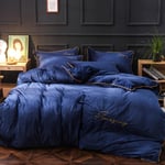 XYSQWZ Bear Fleece Duvet Cover,Bedding Set 4pcs Print Flannel Duvet Cover Double, (King, 220 * 240CM) Winter Warm Bed Sheet Cover King Comforters Sets Navy Blue 4pcs
