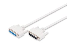 DIGITUS Câble de Connexion parallèle D-Sub 25 à D-Sub 25 - Fiche à Prise Femelle - 5.0m - Rallonge de câble - Beige