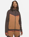 Nike Sportswear Tech Fleece Zip Hoodie Sz M Brown Basalt/Pecan/Chile Red/Black