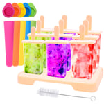 Ice Lolly Moulds, Icnow 15 Pack Molds Set 9 Ice Lolly Makers 5 Pack Silicone Ice Lolly Pop Ice Cream Moulds LFGB Certified BPA Free for Kids,Toddlers and Adults with Funnel Cleaning Brush