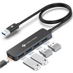 NOVOO 4-en-1 Data Hub USB 3.0 Ultra Fin et avec câble 1.5m(6ft), 5Gbps Transfert Rapide Adaptateur USB vers USB pour Macbook Pro/Air, Mac Pro/Mini