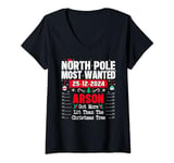Womens North Pole Most Wanted Got More Lit Than The Christmas Tree V-Neck T-Shirt