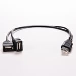 USB 2.0 A hane till 2 dubbla USB hona Jack Y Splitter Hub Power C Svart 1st