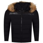 Mackage Black Fur Hooded Puffer Jacket Size: L