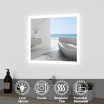 Bathroom Wall Mirror with LED Lights,with Demister Pad,IP44 Waterproof Dustproof (Single Touch-B, 600x500)