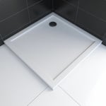 Aurlane - receveur de douche a poser extra plat en acrylique blanc carre- 90x90 cm - bac de douche
