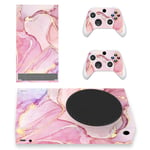 playvital Cosmic Pink Gold Marble Effect Custom Vinyl Skins for Xbox Series S, Wrap Decal Cover Stickers for Xbox Series S Console Controller