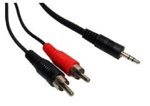 World of Data 3.5mm Mini Jack Stereo to Twin RCA Phono Red White/Black Aux Audio Lead Cable - 1.2m