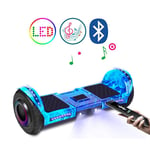 QINGMM Hoverboard,with Bluetooth Speaker And LED Lights Self-Balancing Car,8" All Terrain Intelligent Electric Scooter,for Kids And Adults,blue