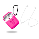 Skyddsfodral i silikon med hörlursband och hänge till Apple Airpods, Rosa