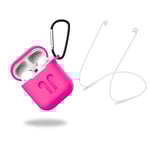 Skyddsfodral i silikon med hörlursband och hänge till Apple Airpods, Rosa