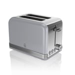 Swan 2 Slice Retro Grey Stainless Steel Bread Loaf Toast Toaster Defrost Reheat