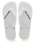 Havaianas Kids Brasil Logo Flip Flop Sandal, White, Size 12 Younger