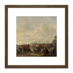 Lingelbach Arrival Prince William II At Welna 8X8 Inch Square Wooden Framed Wall Art Print Picture with Mount