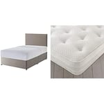 Silentnight Non Storage Divan | Sandstone| Double with 1400 Eco Comfort Mattress | Firm | Double