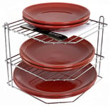 Buckingham 3 Tier Corner Plate Kitchen Cupboard Organiser Tidy Storage Rack, Metal, Chrome, 23 cm