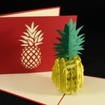 Pop Up 3d Card - Tropical Pineapple (blank) Holiday Travel Cocktail Beach Weird