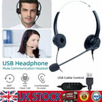 Headset Over Ear Wired Headphones with Microphone For Computer PC Phone Call USB