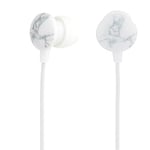 Maxim EE1593MAXWHTPRTNL Wired Earphones – In Ear Headphones, Extra Earbuds Included, 3.5 MM, Earbuds For Phone, iOS, Android, Laptop, Gaming, Travel, White Pattern, 1.2 M Cable, Rubber Earbuds