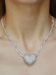 Milton & Humble Jewellery Second Hand 9ct White Gold Puffed Diamond Heart Pendant Necklace