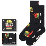 Happy Sock Blast Off Burger Socks Gift Set Strumpor 2P Svart mönstrad Strl 36/40