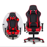 AJH Gaming Chair, Ergonomic PC Computer Chair, Home Rotatable High-Back Reclining Chair, PU Leather Headrest/Waist Pillow/Foot Pedal